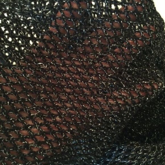 Black with Silver Metallic Shimmer‎ Infinity Scarf or Wrap - Picture 8 of 9